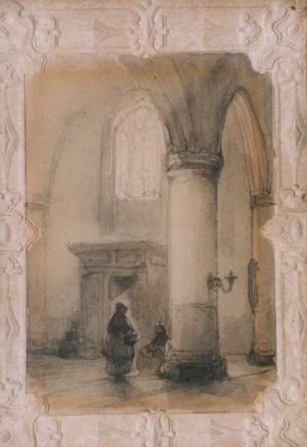 Bosboom J.  | A church interior, watercolour on paper 15.0 x 9.0 cm