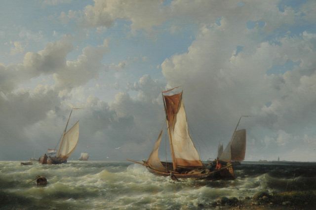 Abraham Hulk | Setting sail in a rising storm, oil on canvas, 44.6 x 66.2 cm, signed l.l.