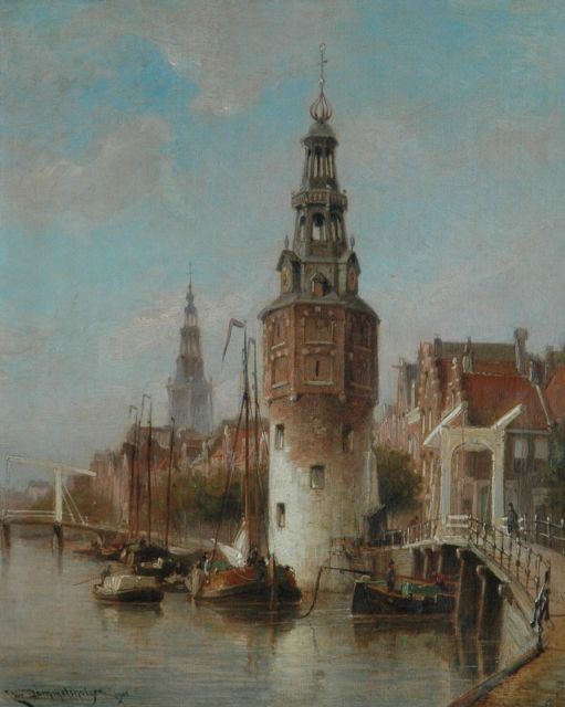 Christiaan Dommelshuizen | A view of Amsterdam with the Montelbaanstoren, oil on canvas, 38.6 x 31.4 cm, signed l.l. and dated 1902