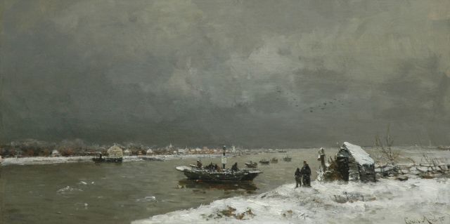 Apol L.F.H.  | The river ferry, oil on canvas 52.2 x 101.0 cm, signed l.r. and dated '75