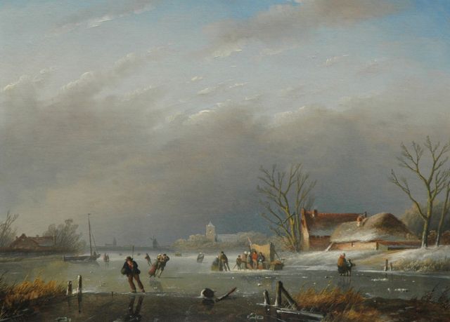 Jan Jacob Spohler | On the ice, oil on panel, 24.0 x 32.6 cm, signed l.l.