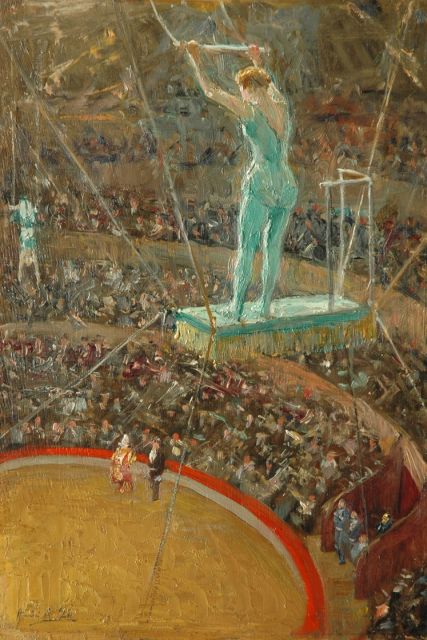 Henri Achille Zo | The trapeze, oil on panel, 35.1 x 24.0 cm, signed l.l.