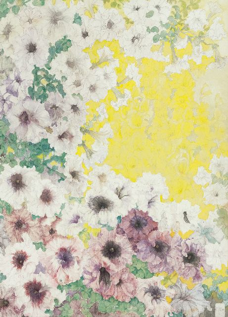 Dee C.H.  | Spring flowers, pencil and watercolour on paper 77.0 x 55.0 cm, signed l.r. with monogram