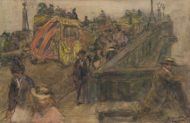 Cossaar J.C.W.  | A horsecar on Westminster Bridge, London, charcoal and watercolour on paper 30.3 x 46.8 cm, signed l.r. and dated 1902