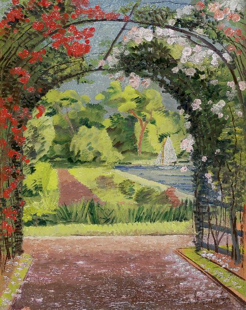 Herman Bieling | Rose arbor in Plaswijckpark, Hillegersberg, oil on panel, 39.3 x 30.7 cm, signed l.r. and dated '32