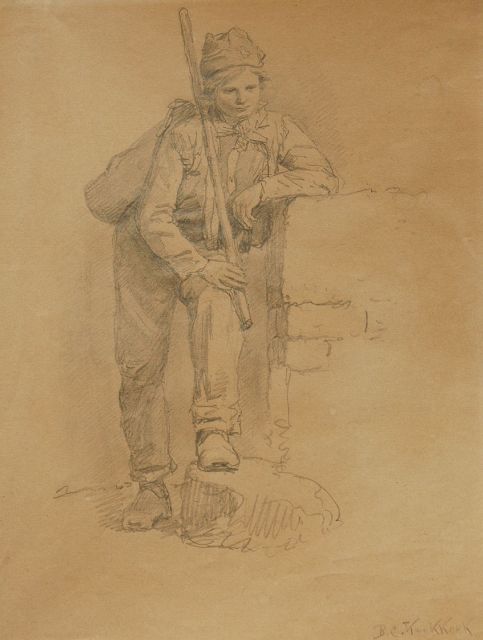Barend Cornelis Koekkoek | A young workman, pencil on paper, 21.5 x 16.5 cm, signed l.r.