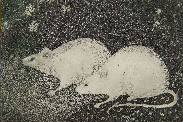 Jan Mankes | Two mice, etching on paper, 6.8 x 10.2 cm, signed l.r. (in pencil) and executed in 1916