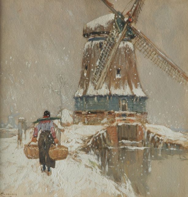 Henri Cassiers | Windmill in Volendam, watercolour and gouache on paper, 23.5 x 22.5 cm, signed l.l. and executed ca. 1917