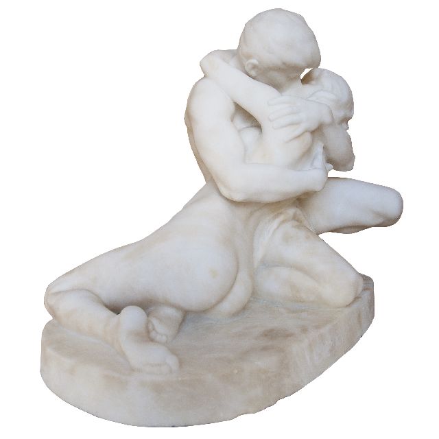 Stephan Abel Sinding | The embrace, marble, 47.5 x 57.0 cm, signed on the base