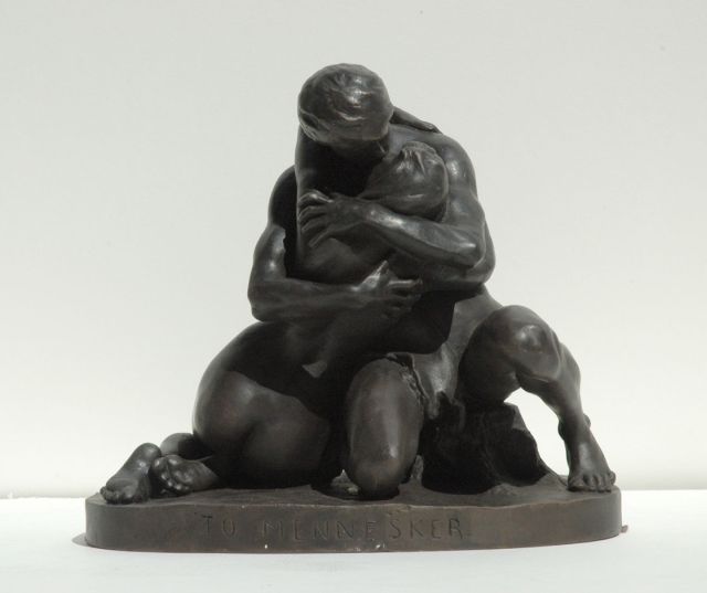 Stephan Abel Sinding | Two people, bronze, 25.8 x 28.5 cm, signed on the base and dated 1889