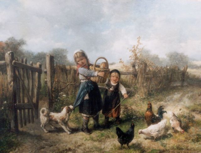 Kate J.M.H. ten | Children in a landscape, oil on panel 37.6 x 49.5 cm, signed l.r.