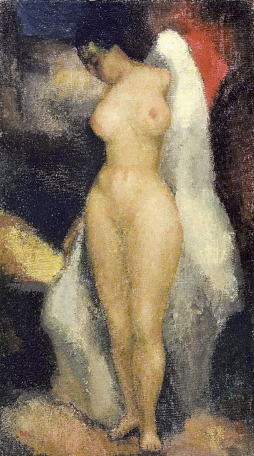 Kelder A.B.  | Female nude, oil on canvas 47.3 x 27.5 cm, signed l.l.