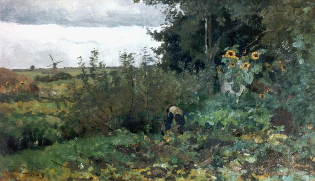 Tholen W.B.  | The vegetable garden, oil on panel 29.1 x 49.2 cm, signed l.l.