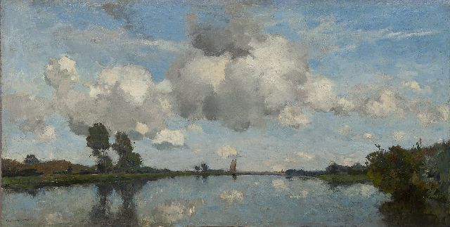 Wenckebach L.W.R.  | The river De Linge near Leerdam, oil on canvas 60.7 x 120.5 cm, signed l.l.