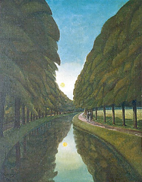 Lodeizen J.  | Strollers on a path, oil on canvas 90.1 x 70.4 cm, signed l.l. and dated '52