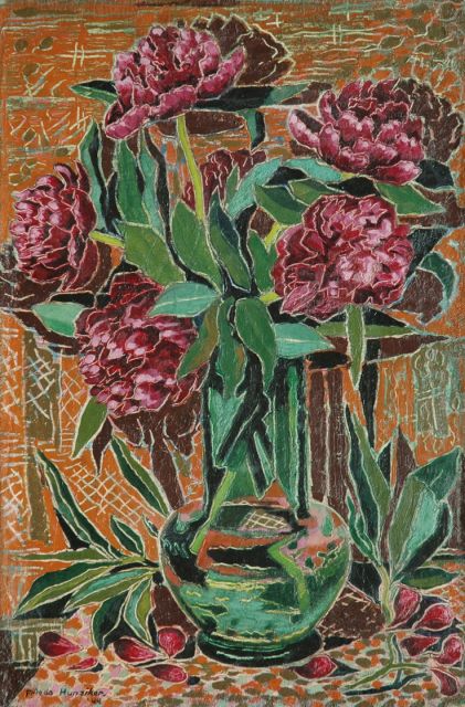 Frieda Hunziker | Peonies, oil on canvas, 60.2 x 40.4 cm, signed l.l. and dated '44