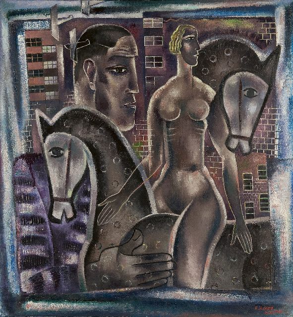 Kimpe R.J.P.  | Amazone, oil on canvas 84.2 x 79.8 cm, signed l.r. and dated 'Paris 1933'