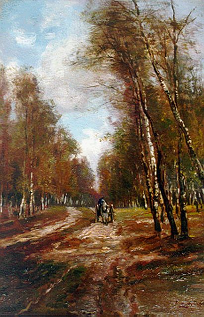 Apol L.F.H.  | A horse-drawn cart in a summer landscape, oil on panel 40.6 x 27.5 cm, signed l.r.