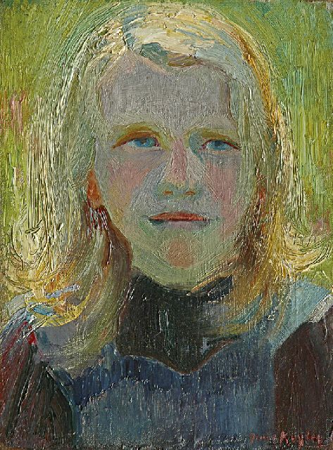 Harrie Kuijten | Portrait of a girl, oil on canvas laid down on board, 36.2 x 27.3 cm, signed l.r. and on the reverse and painted in 1915
