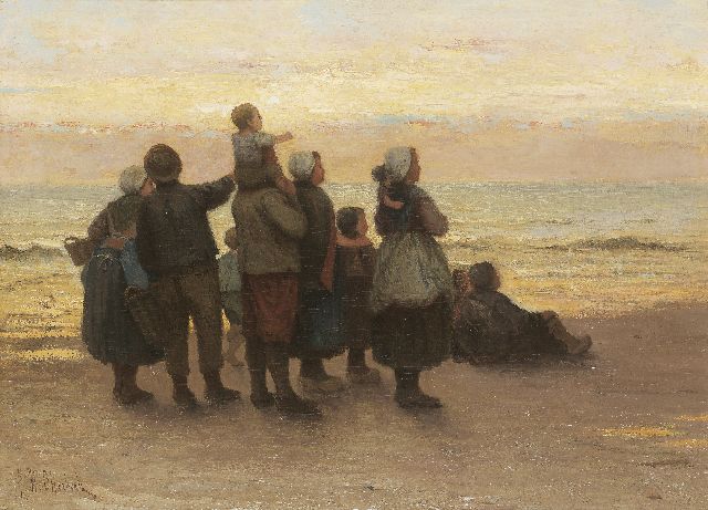 Otterbeek J.H.  | The safe return, oil on canvas 42.4 x 57.5 cm, signed l.l.