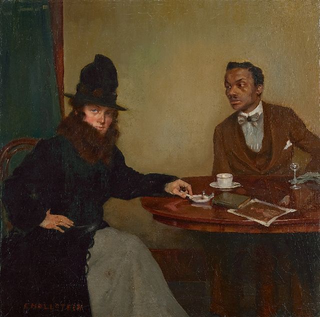Hollstein E.  | Café, Paris, oil on canvas 51.8 x 51.1 cm, signed l.l.