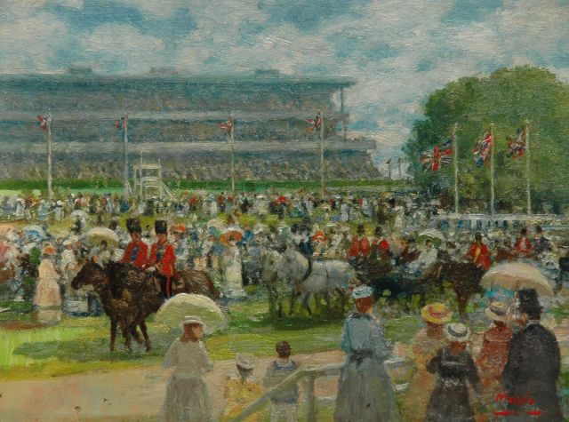 Meyer-Wiegand R.D.  | At the races (Ascot), oil on canvas 18.0 x 23.8 cm, signed l.r.