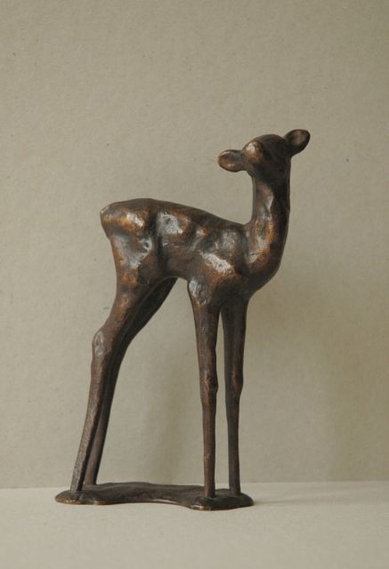 Rudolf Christian Baisch | A deer, bronze, 15.4 x 9.8 cm, signed on base