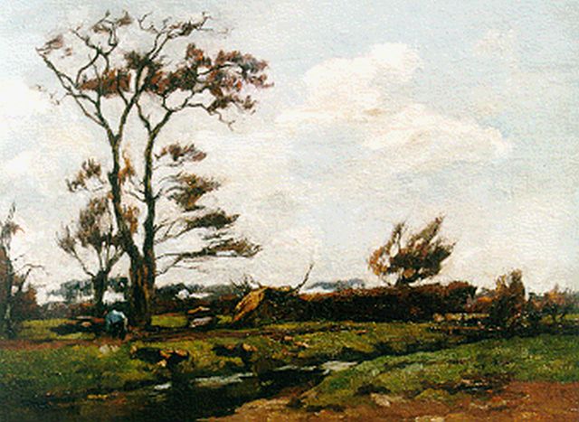 Willem de Zwart | A farmer in a landscape, oil on canvas, 33.5 x 45.7 cm, signed l.r.