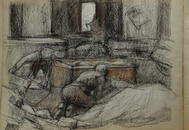 Heijmans L.  | Sketchbook with drawings of the iron foundry Boddaert, chalk on paper 23.3 x 31.0 cm, executed ca. 1922