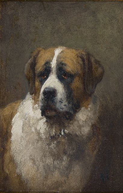 Otto Eerelman | Saint-Bernard dog, oil on panel, 24.0 x 15.5 cm, signed l.r. with initials