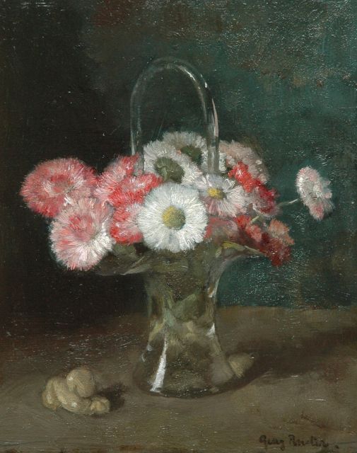 Georg Rueter | Flowers in a glass vase, oil on panel, 23.6 x 19.5 cm, signed l.r.