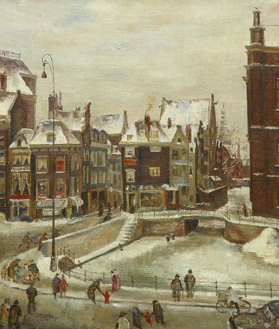 Meijers F.  | A view of  the Rokin in Amsterdam from the Arti building, oil on canvas 70.1 x 60.1 cm, signed l.r.