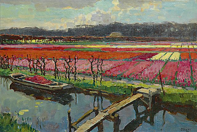Ben Viegers | Bulb fields, oil on canvas, 40.4 x 60.3 cm, signed l.r.