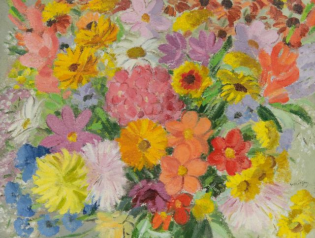 Germ de Jong | Summer flowers, oil on canvas, 47.3 x 62.4 cm, signed l.r.