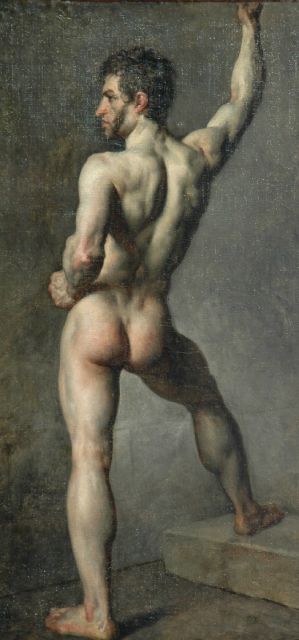 Etty (Toegeschreven aan) W.  | Male nude, oil on canvas laid down on board 89.8 x 43.5 cm