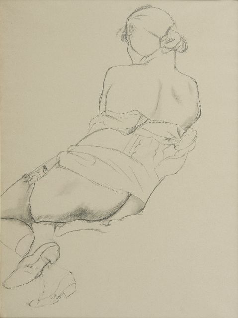 George Grosz | Nude, seen from the back, pencil on paper, 58.0 x 43.0 cm, r.o. dated with stamp 19 NOV 23