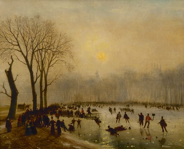 Nicolaas Roosenboom | Skating fun on The Serpentine, Hyde Park, oil on canvas, 43.3 x 53.7 cm, signed l.l. and dated 'London' '55