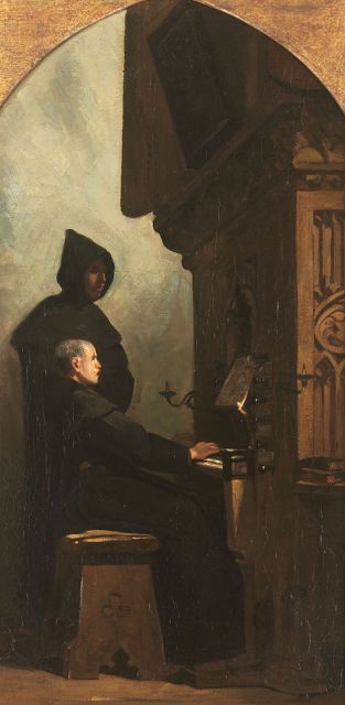 Johannes Bosboom | Te Deum Laudamus, oil on canvas, 78.4 x 39.9 cm, signed l.r.