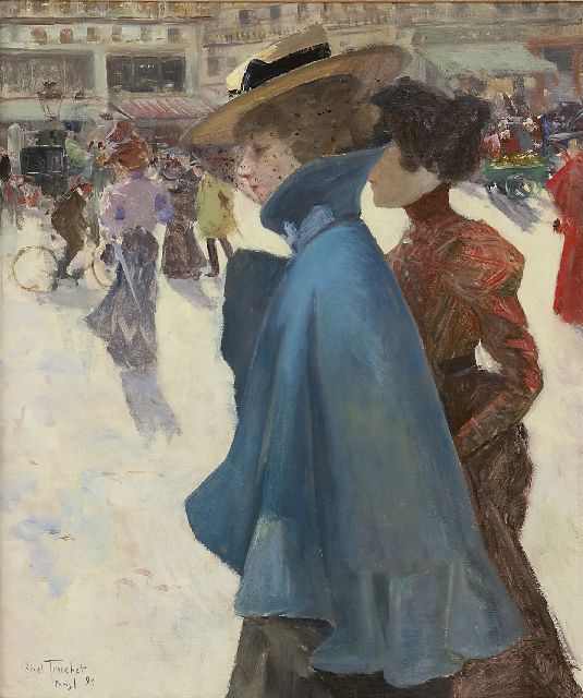 Louis Abel-Truchet | Elegant ladies strolling in Paris, oil on canvas, 55.0 x 46.0 cm, signed l.l. and dated 'Paris' '99