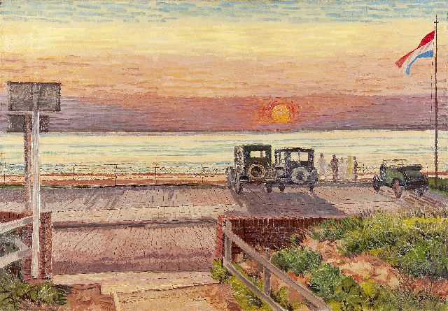 Bieling H.F.  | Sunset at the seafront, oil on canvas 51.5 x 73.3 cm, signed l.r. and dated '33