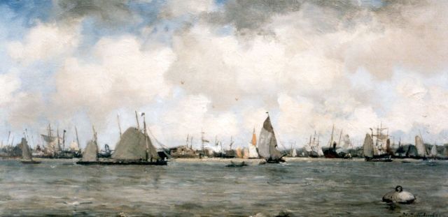 Mastenbroek J.H. van | A harbour view, oil on panel 30.5 x 61.0 cm, signed l.r. and dated '94