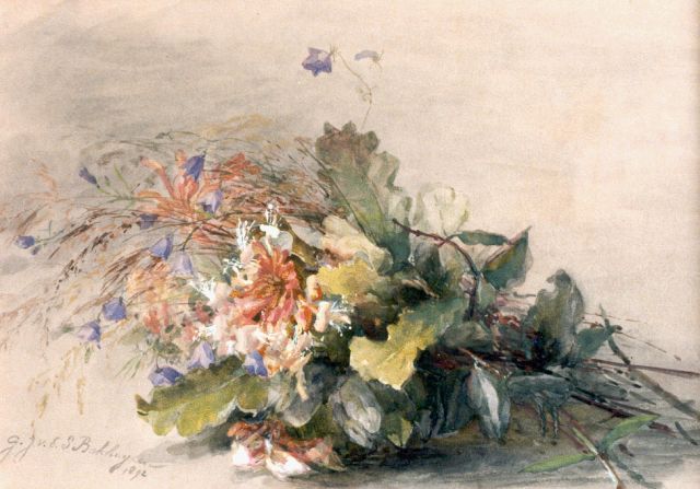 Sande Bakhuyzen G.J. van de | A bunch of wild flowers, watercolour on paper 35.0 x 49.0 cm, dated 1892