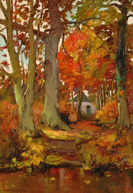 Münninghoff X.A.F.L.  | Autumn at Renkum, oil on canvas laid down on panel 55.3 x 38.3 cm, signed l.l.