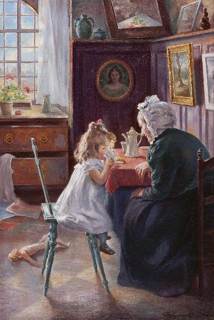 J. Heisterkamp | Grandmother's darling, oil on canvas, 60.5 x 40.8 cm, signed l.r. and dated 1923