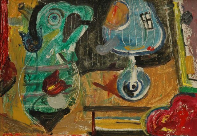 Harm Kamerlingh Onnes | Fantasy figures, oil on board, 27.5 x 38.4 cm, signed u.r. with monogram and dated '61