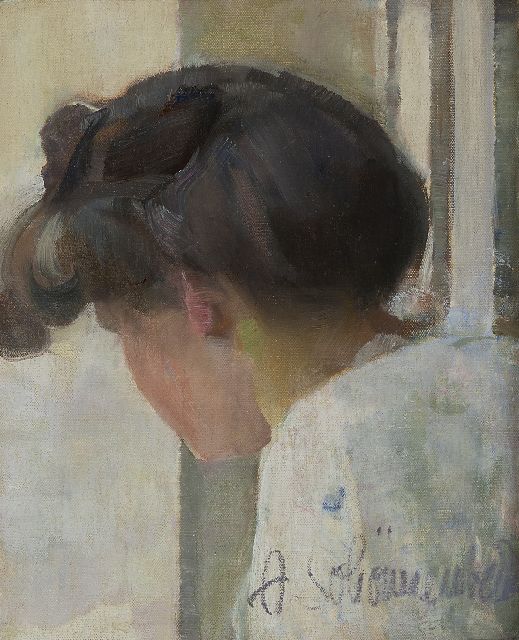 Adolf Schönnenbeck | A portrait of a young woman, oil on canvas, 36.0 x 29.2 cm, signed l.r.