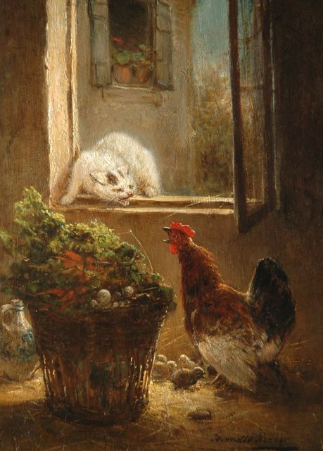 Henriette Ronner | The intruder, oil on panel, 23.7 x 17.3 cm, signed l.r.