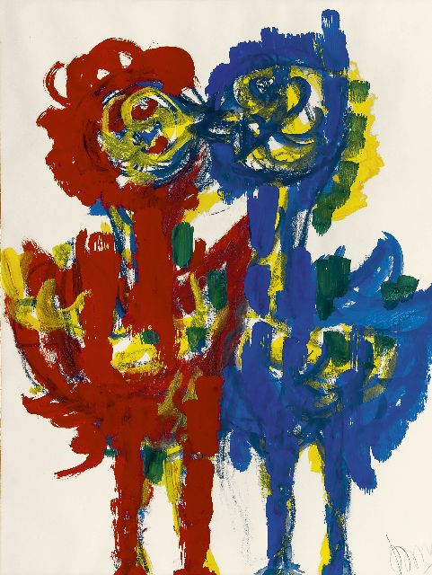 Benner G.  | Kissing chicken, chalk and gouache on paper 65.0 x 50.0 cm, signed l.r. and ca. 1965