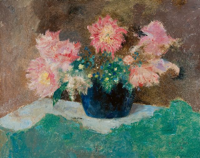 Germ de Jong | Flowers in a blue vase, oil on canvas, 65.7 x 81.2 cm, signed l.r. and dated 1936