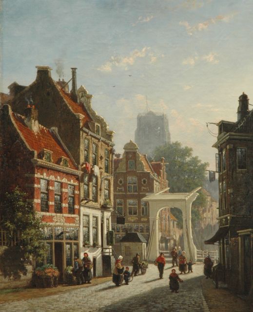 Frederik Roosdorp | A town view with a draw bridge, oil on canvas, 55.7 x 45.4 cm, signed l.l. with initials and dated '65
